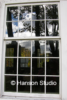 Charlestown, NH - Little Red Schoolhouse Window Refelction